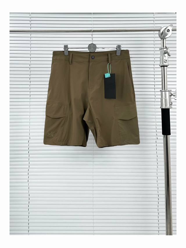 Bird Side Pocket Shorts Black Brown M-3Xl Arcteryx Rampart Solid Color Logo Stra