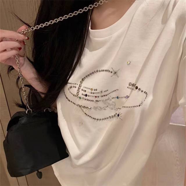 Special Price Empress Dowager Saturn Planet Diamond T-shirt
