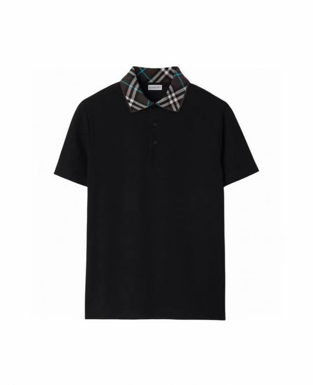 Ss Burberry classic plaid collar business loose casual Polo shirt The upper body