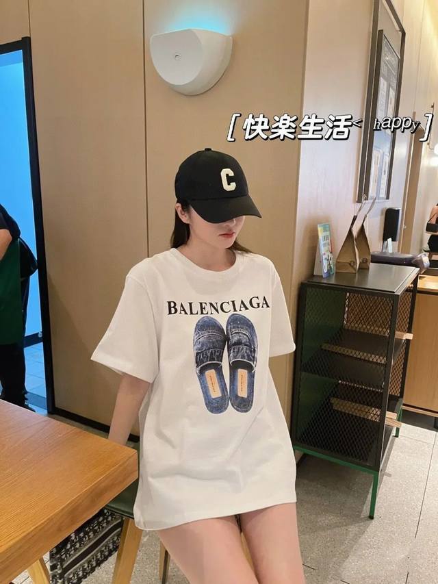 for Balenciaga 25Ss new slipper print short-sleeved T-shirt Using digital direct