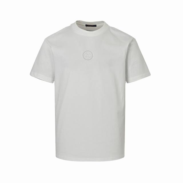 Louis Vuitton 25Ss front and back embroidered logo short sleeves Made of 300G do