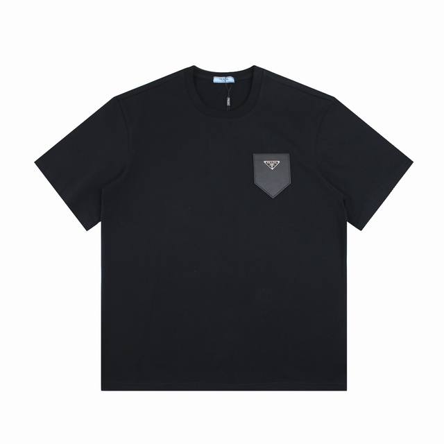 Prada 24 latest triangle badge simple short-sleeved shirt for men and women, gen