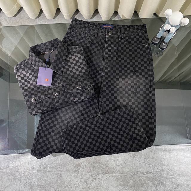 pants Louis Vuitton & Louis Vuitton 25Ss new catwalk style Lv checkerboard denim