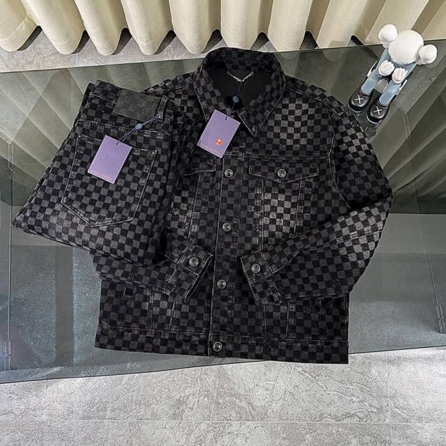 Jacket Louis Vuitton & Louis Vuitton 25Ss new catwalk style Lv checkerboard deni