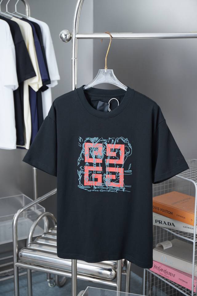 Give Givenchy 25Ss early spring new classic Logo printed embroidered short sleev