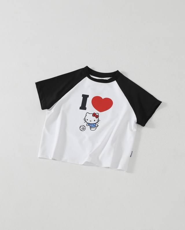 Top version Delightpool co-branded Hello Kitty printed raglan short-sleeved T-sh
