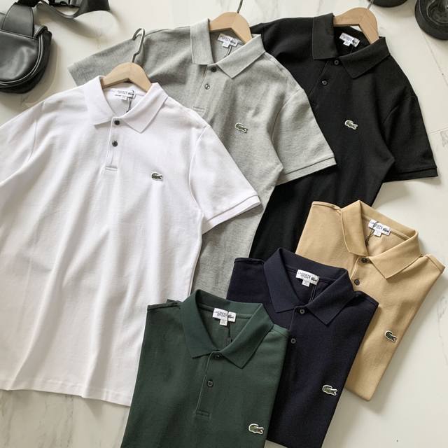 Lac0Ste French Crocodile 2025 Summer Men's Cotton Short-sleeved Polo Shirt