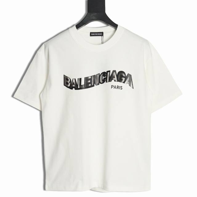 Balenciaga 25Ss twisted letter print couple round neck short-sleeved T-shirt-top