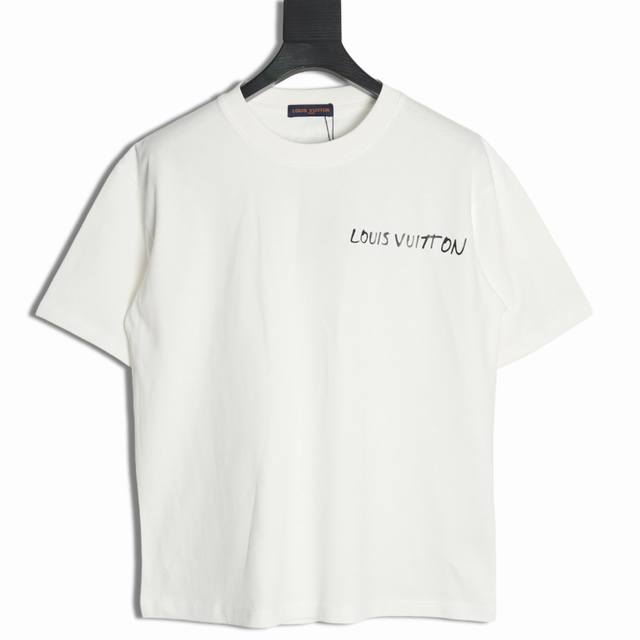 Louis Vuitton Lv Louis Vuitton 25Ss slogan printed couple round neck short-sleev