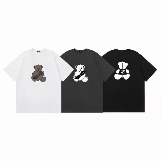 We11Done 25Ss Love Bear Print Couple Loose Round Neck Short Sleeve T-shirt - Ori