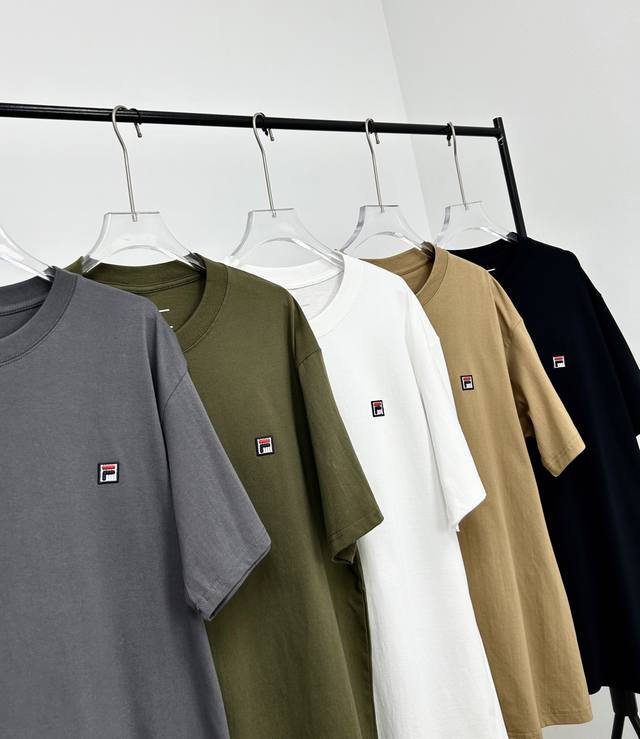 Fila large-size cool cotton embroidery classic round neck short sleeves, five co