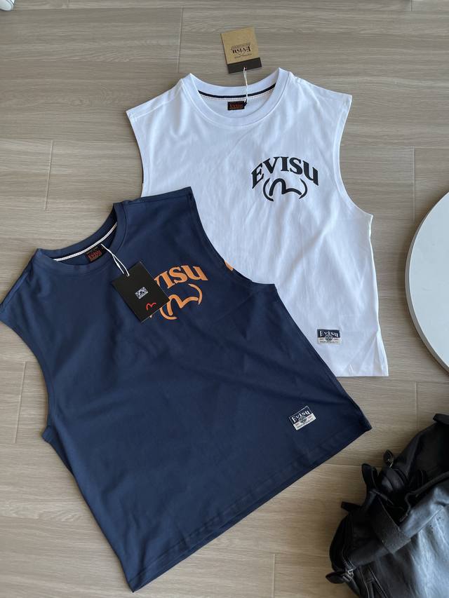 Evisu Fushen 2025 Summer Men's Buddha Head Printed Casual Vest Short Sleeve T-sh