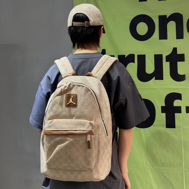 Aj Jordan monogram canvas full print backpack single shoulder bag student school