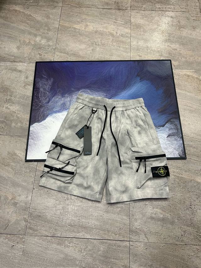 Stone Island's new multifunctional pocket work shorts Tie-dye technology Super-s
