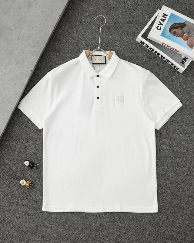 Gucci 24 new three-dimensional small logo embroidered Polo short-sleeved T-shirt
