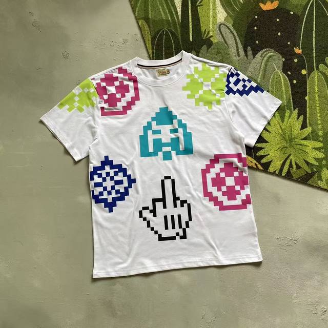 Evisu Fushen 2025 new men's letter contempt short sleeve Color: White Size: S-Xx