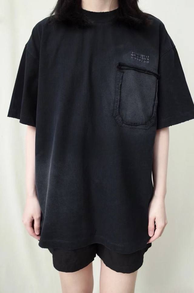 for Maison Margiela Mm6 summer washed distressed worn pocket letter short-sleeve