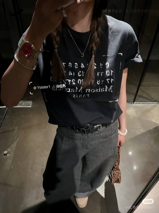 for Maison Margiela Mm6 summer industrial style washed distressed letter short-s
