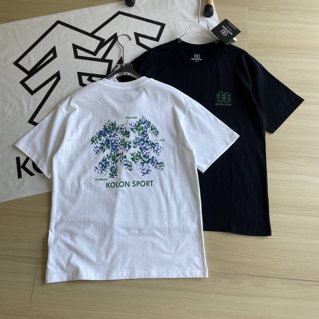 Main picture + details Summer short-sleeved Kolon Sport Kolon two-color pure cot