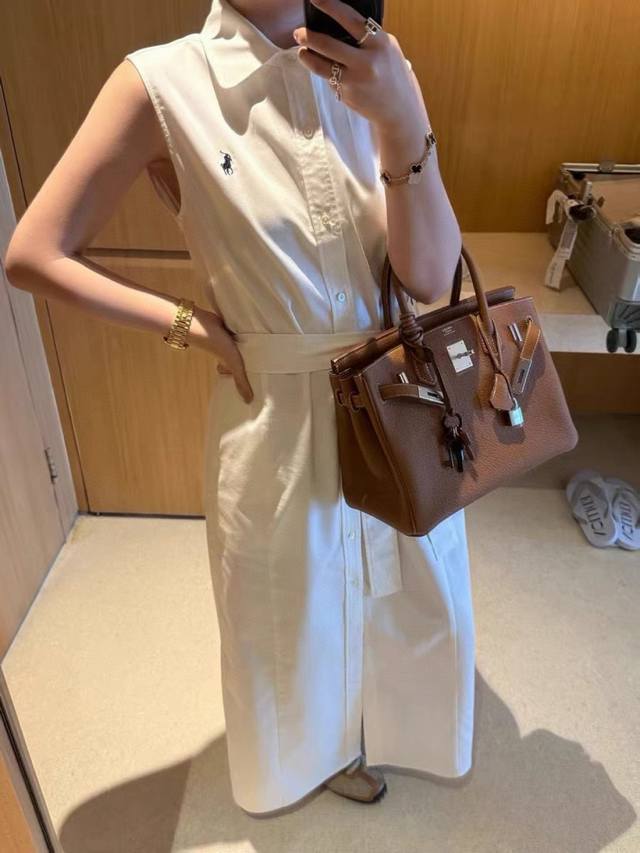 Ralph Lauren Ralph Lauren Rl pony embroidered lapel sleeveless long dress with b