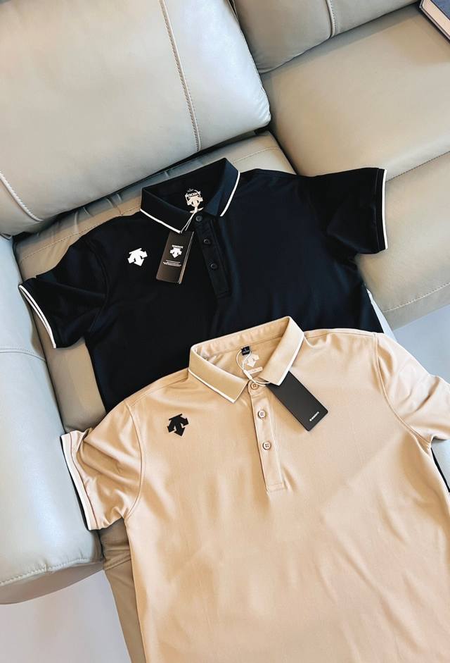 Descente lapel simple silicone small logo short-sleeved T-shirt, summer Polo shi
