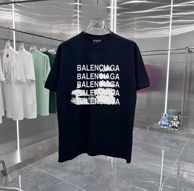 Balenciaga graffiti retro couple print short-sleeved T-shirt with dropped should