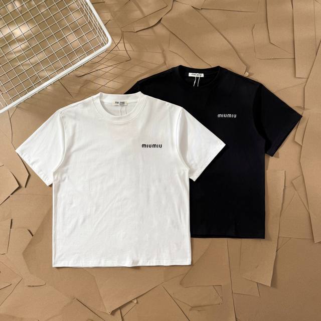 Miumiu letter embroidery classic round neck short sleeve 125 Miumiu official web