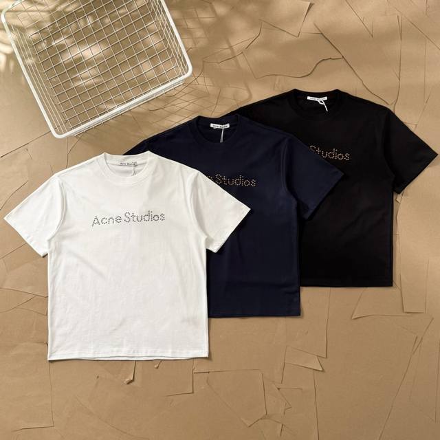 Acne rivet letter round neck short sleeve 109 The fabric is made of 32-screw dou