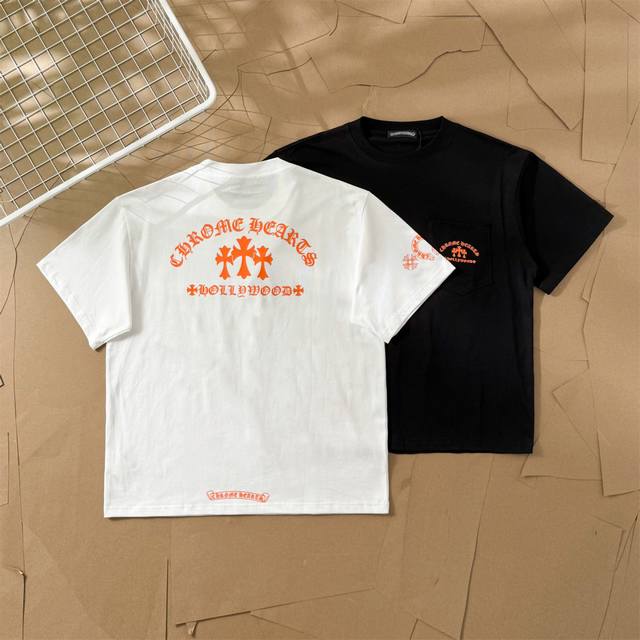 Chrome Hearts Chrome Hearts orange logo cross print round neck short sleeves 118