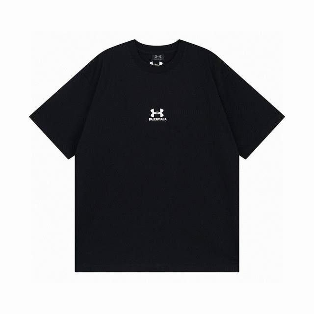 Balenciaga 2025Ss joint Under Armour front and back embroidered short-sleeved T-