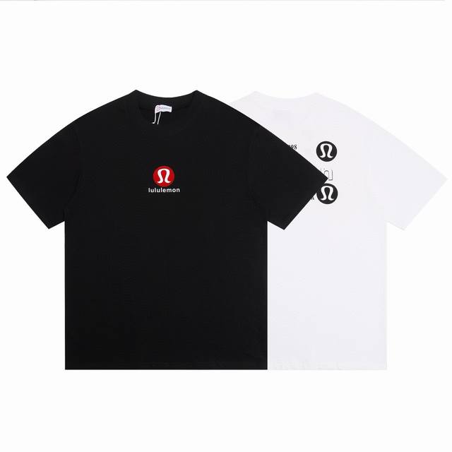 Lululemon 2025Ss flocked silicone letter couple casual short-sleeved T-shirt The