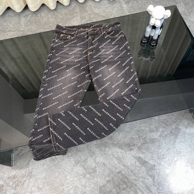 Aries Balenciaga denim jeans with full-printed letter logo Made of imported Turk