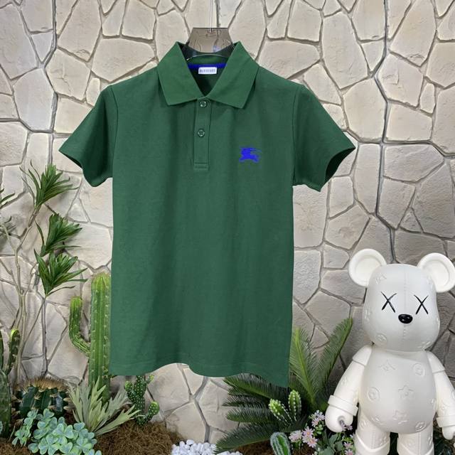 Purchasing-level Burberry solid color Logo embroidered casual slim short-sleeved