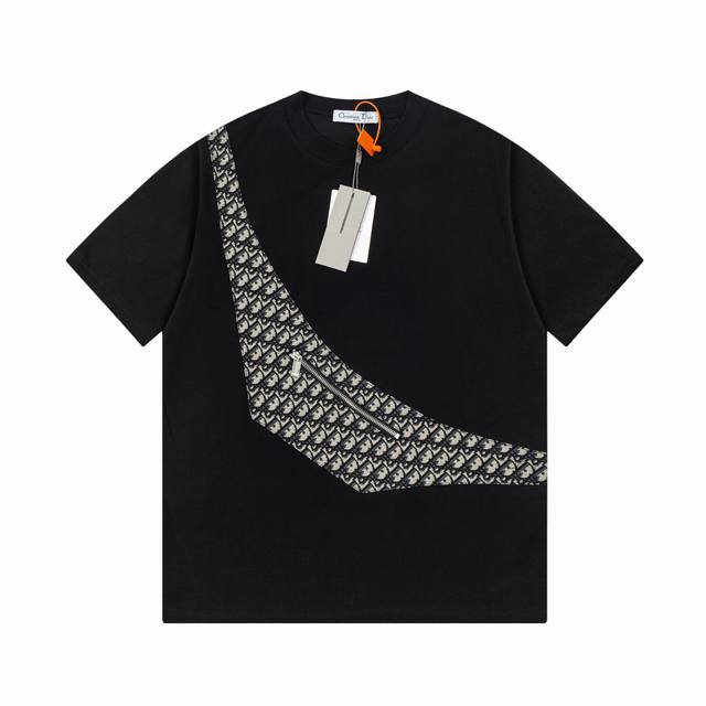 Dior new saddle bag cloth rubbed color pocket zipper short-sleeved T-shirt, high