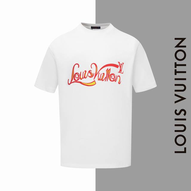Lv colorful letter foam flocking round neck short sleeves Louisvuitton official