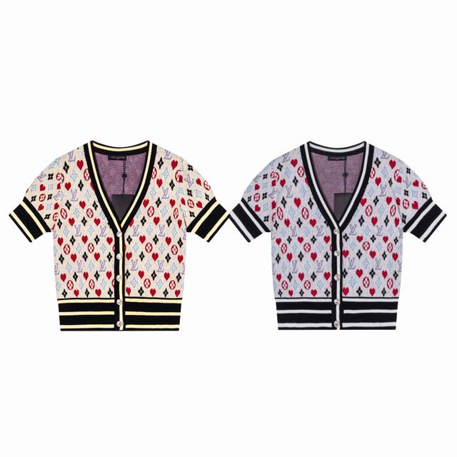 Louis Vuitton Lv 25Ss spring new love pattern jacquard women's V-neck cardigan k