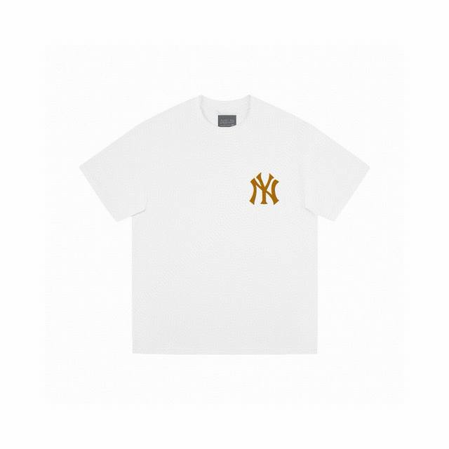 Mlb-Ny New York Golden Turtle Short-sleeved T-shirt Made of 260g double-sand fab