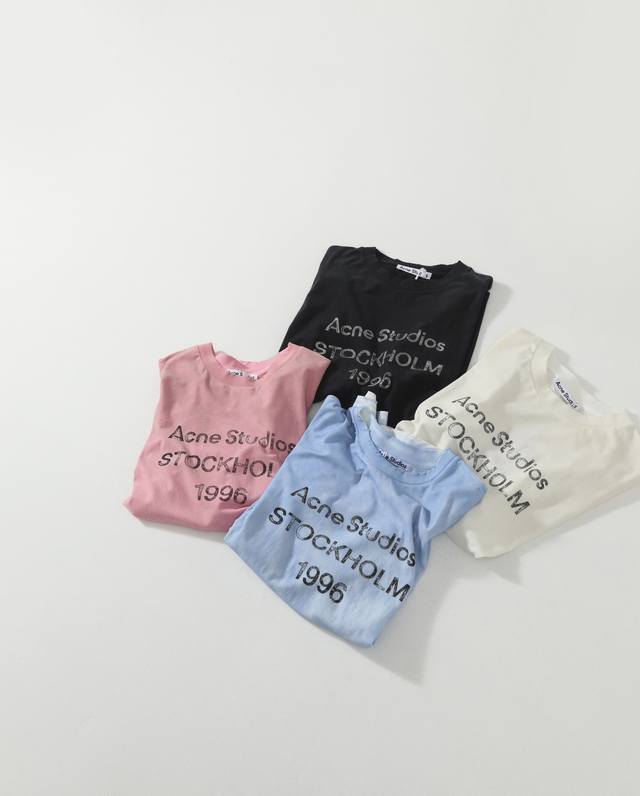 Acne dirty washed distressed short sleeves 230G woven slub cotton ready-to-wear,