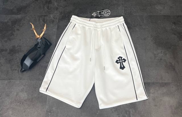New shorts: 2025Ss summer new Chrome Hearte embroidered logo high street side bl