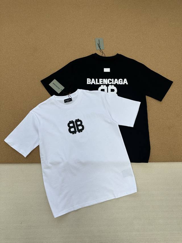 Balenciaga New Summer Double B Foamed Letter Os Short Sleeve T-shirt Couple Styl