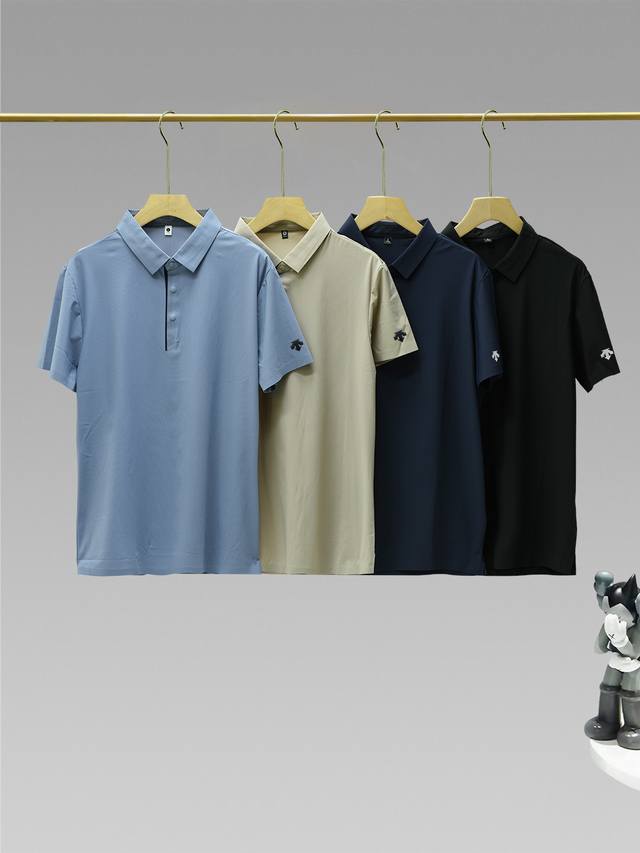 25Ss Descente summer ice silk quick-drying Polo shirt is a mixed fabric of 76% n