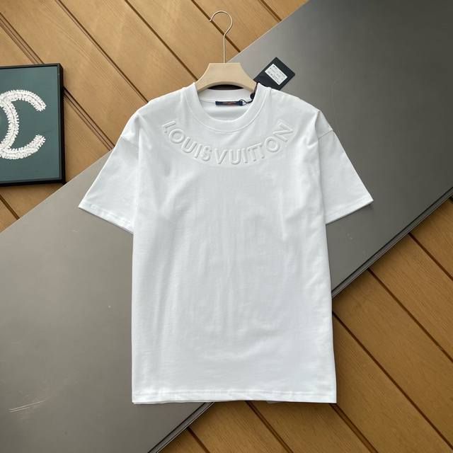 Top replica of Louis Vuitton summer new 3D embossed T-shirt with short sleeves T