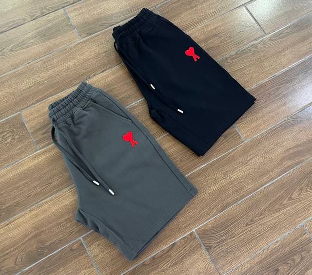 Big A Red Heart Terry Shorts Elastic mid-waist Cotton Sweatpants Style with draw