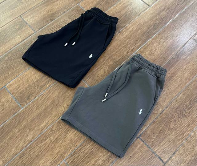 Polo white label casual terry shorts with elastic mid-waist cotton sweatpants. T