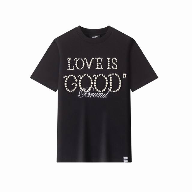 Goodbrand pearl orange button embroidered short-sleeved T-shirt All the orange n