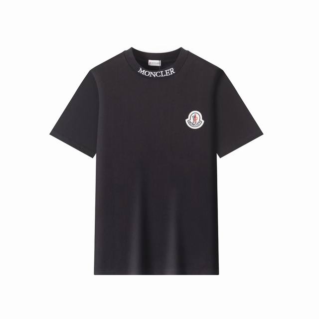 Moncler short-sleeved T-shirt with embroidered letters on the chest 280g pure co
