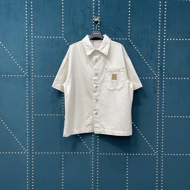 Louis Vuitton 1V 25Ss Employee Limited French Printed Denim Short Sleeve Shirt A