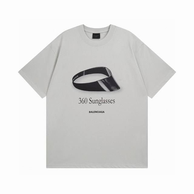 Balenciaga 2025 Ss sunglasses front and back direct printing short-sleeved T-shi