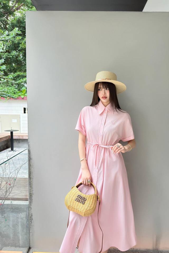 New arrival Miumi* Miu Miu 2025 new arrivals Lapel drawstring dress Customized Y