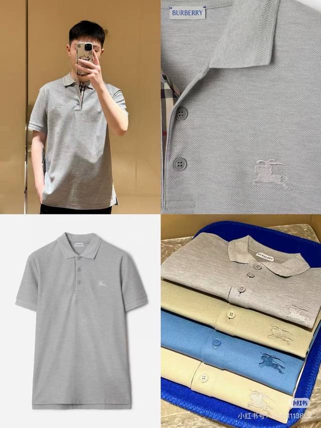 Burberry 25Ss Warhorse Embroidered Logo Polo Short Sleeve Unisex Style As always